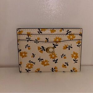 Coach Cream and Yellow Floral Card Holder